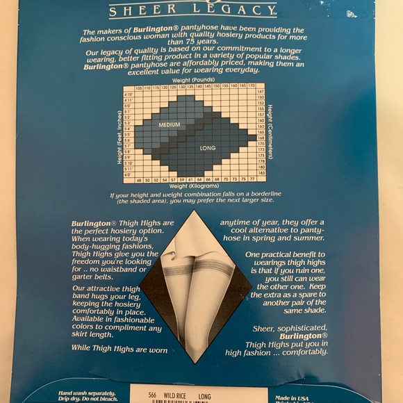 Brand new Burlington sheer legacy long wild rice color thigh high hose size long - Picture 2 of 2